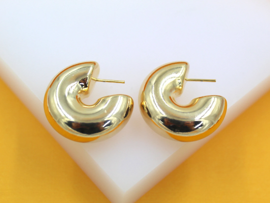 18K Gold Filled Thick Hoops-0
