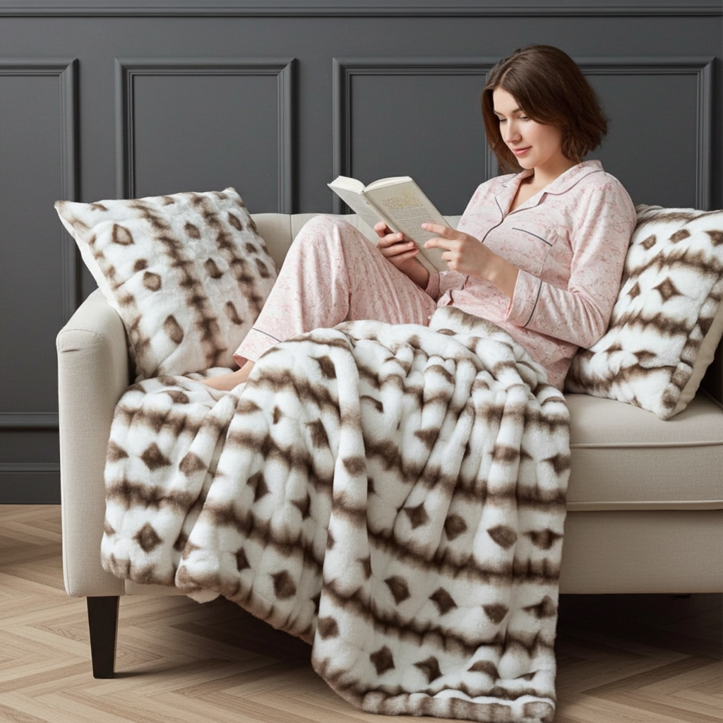 Plutus Creamy Fluffy Bunni Faux Fur Luxury Throw Blanket-0