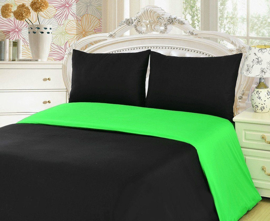 Tache Lime Green Black Reversible Duvet Cover Set