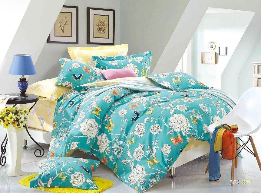 Tache Butterfly Wonderland Blue Floral Cotton Duvet Cover Set-0