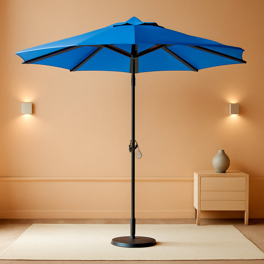 Nine Foot Cobalt Blue Aluminum Outdoor Patio Umbrella