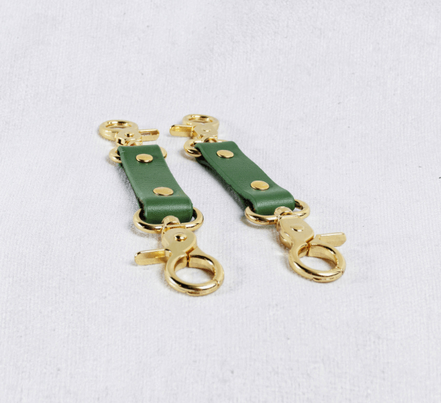 BDSM Connectors Green Leather Strap with Gold Hardware-0