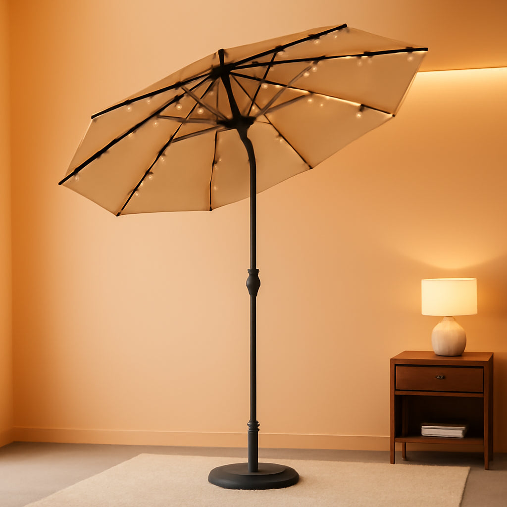Professional Outdoor Solar Market Umbrella With Led-0