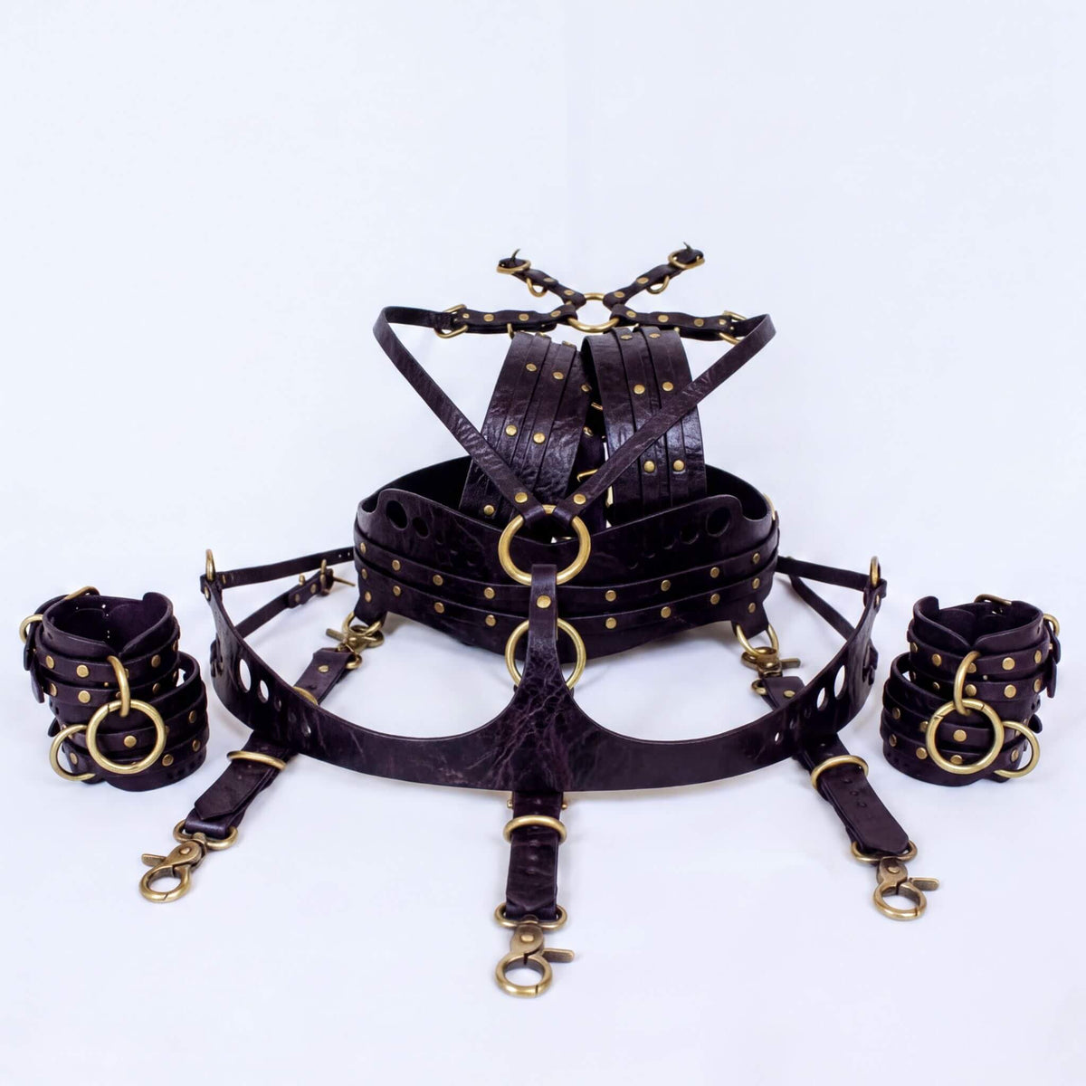 Bondage Gear Marble Purple Adjustable Body Harness Bondage Gear Set-0