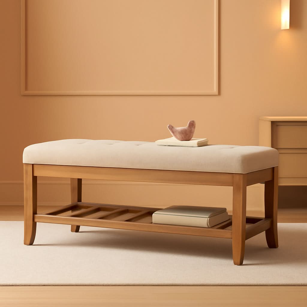 Large Linen Upholstered Ottoman Bench With Storage-0