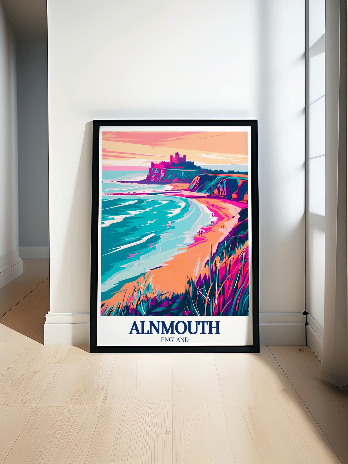 Alnmouth  Print – Bamburgh Castle Wall Art – North Sea Framed Art – North Sea Vintage Poster-0
