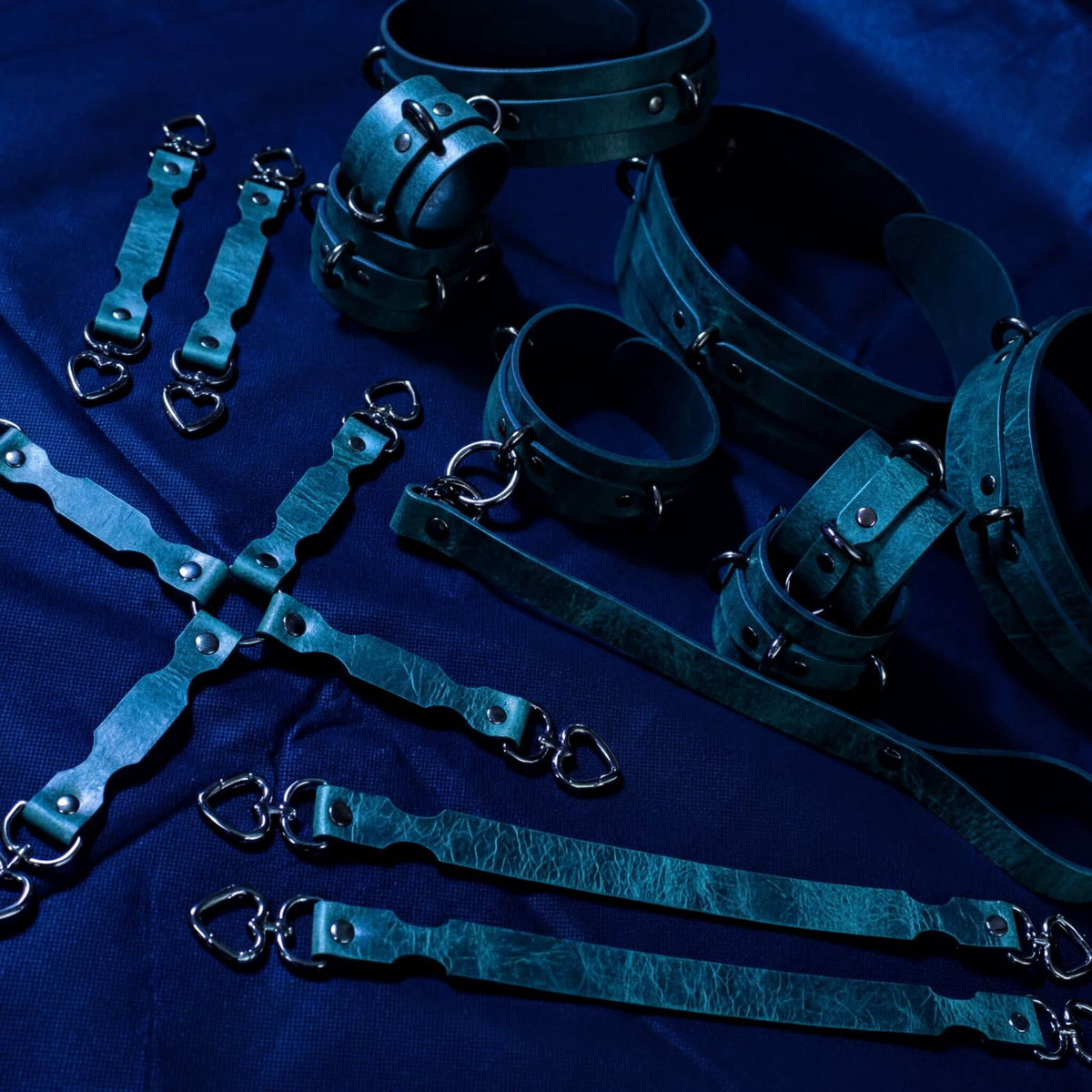 Bondage Gear Marble Aqua Complete Adjustable Restraint Harness Set-0