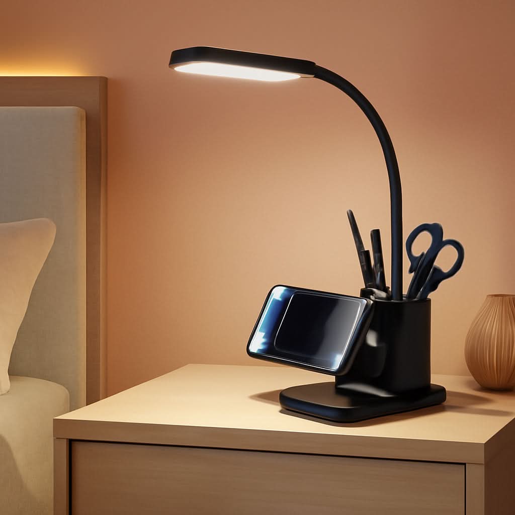 LED Desk Lamp With Wireless Charger Black For Home Office-0