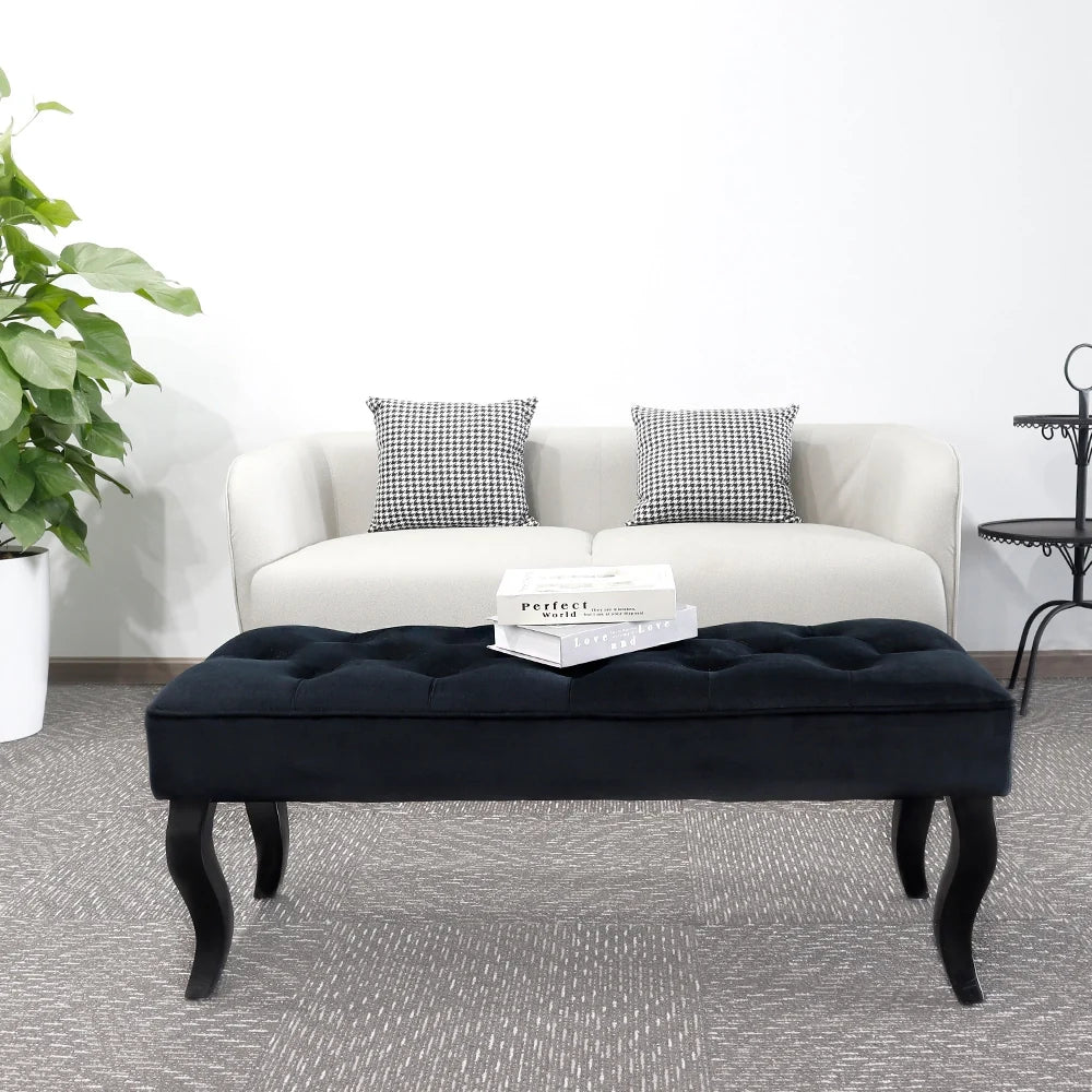 16.5" Tall Dutch Velvet Ottoman Bench-0