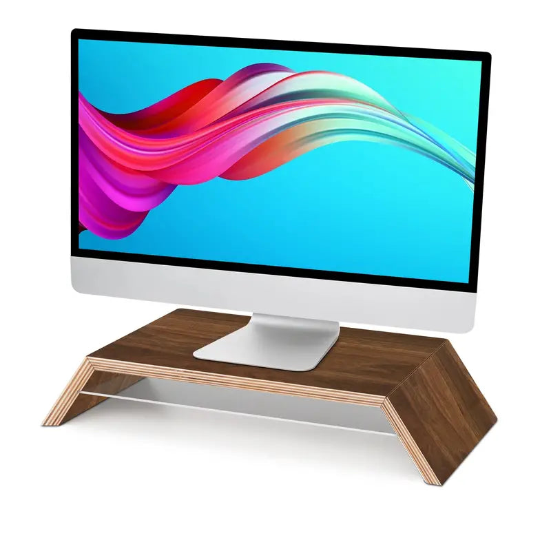 Premium Black Walnut Monitor Stand Riser with Underneath Storage