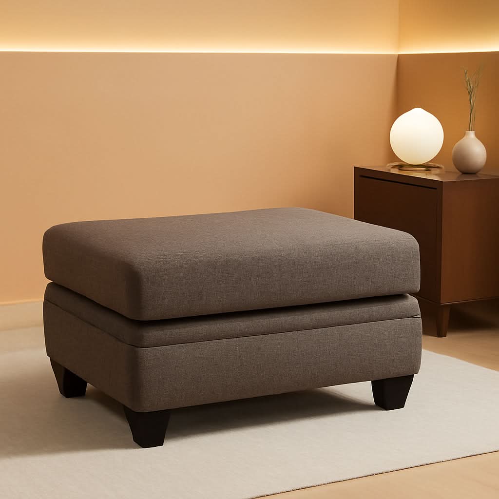 Dark Brown Upholstered Rectangular Ottoman Living Room-0