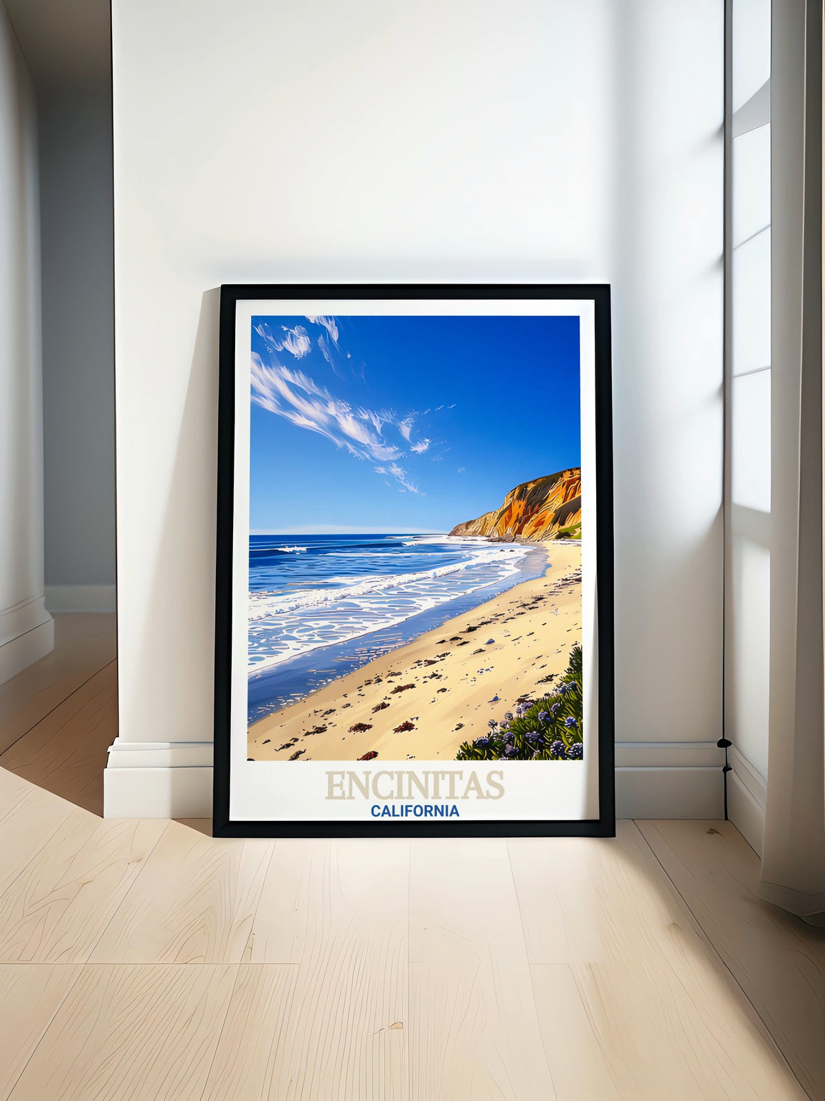 Encinitas Travel Poster - Swami's Beach Canvas Print - California Wall Poster - California Travel Print-0