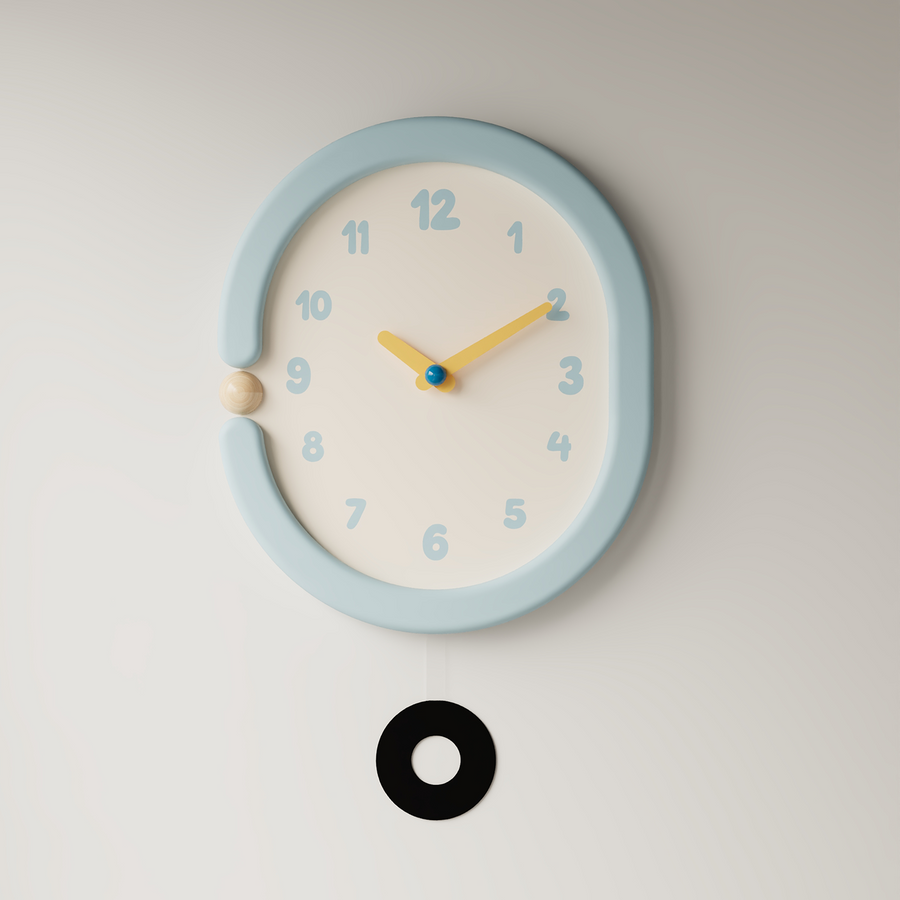 Oval Light Blue Wall Clock