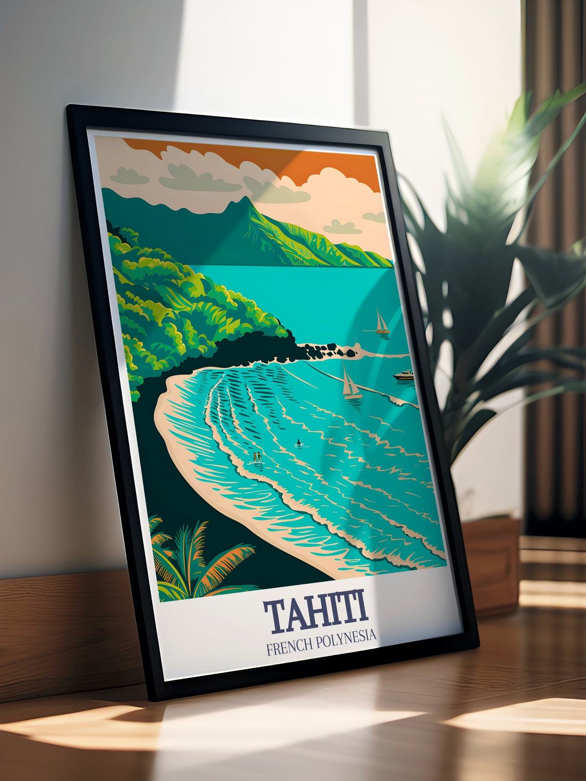 Tahiti Poster Print - Mahina Travel Art - Tahiti North Coast Poster - Tahiti Art Print - Tahiti Travel Print - French Polynesia Wall Decor-0