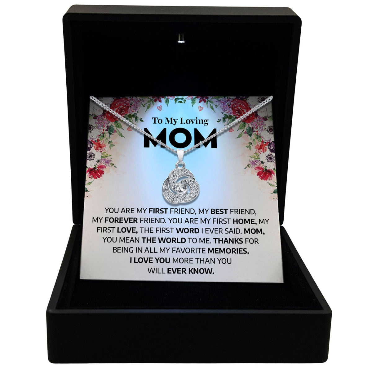 To My Loving Mom - Thanks For Being In All My Favorite Memories - Tryndi Love Knot Necklace-0