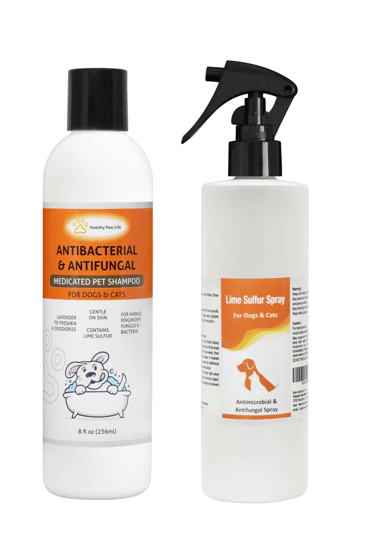 Healthy Paw Life Lime Sulfur Pet Shampoo  and Spray 8 oz each - 2 Piece Set-0