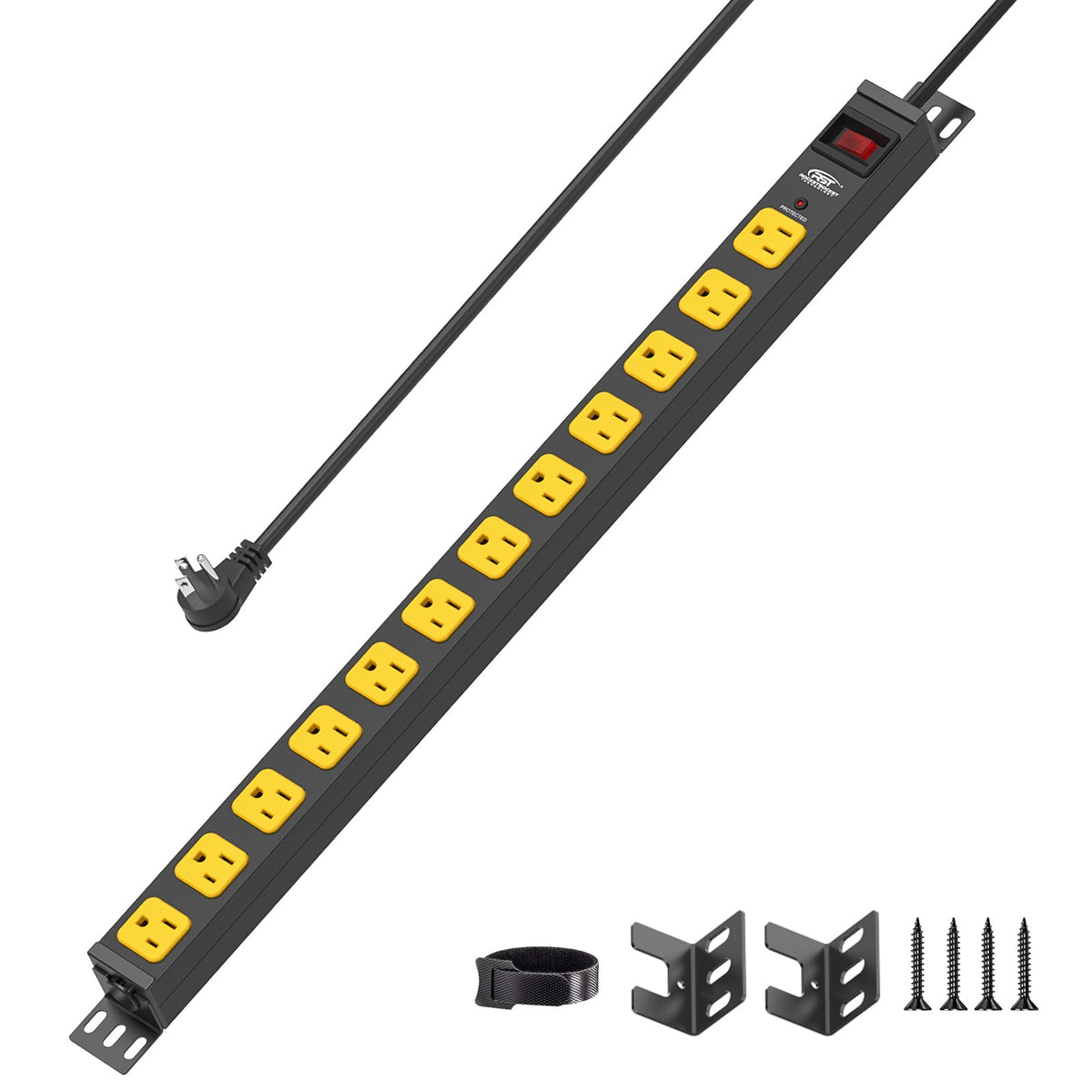 CRST 12-Outlet Mountable Metal Power Strip | 4-Way Bracket Mount, 2100J Surge Protector, Wide-Spaced Outlets, ETL Listed-0