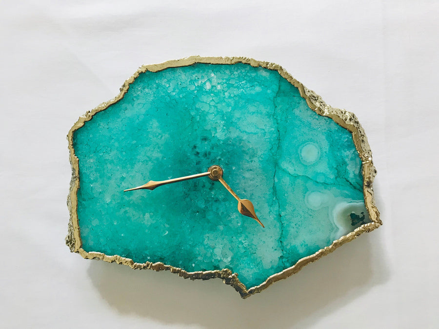 Aqua Agate Large Wall Clock/Desk Clock/Personalized Memento