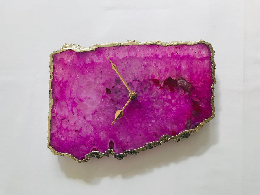 Pink Agate Large Wall/Table Clock/Personalized Memento