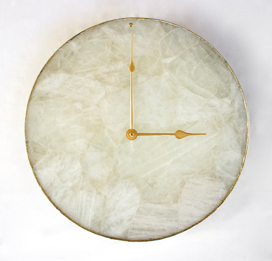 White Agate Wall Clock | Circular