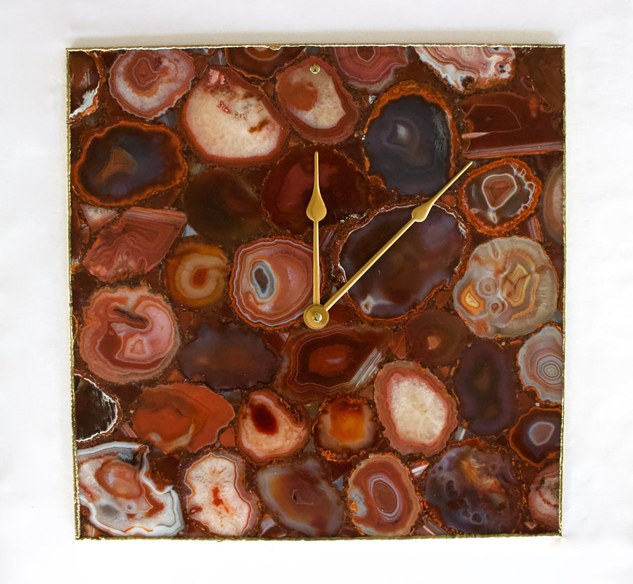 Red Agate Wall Clock | Square