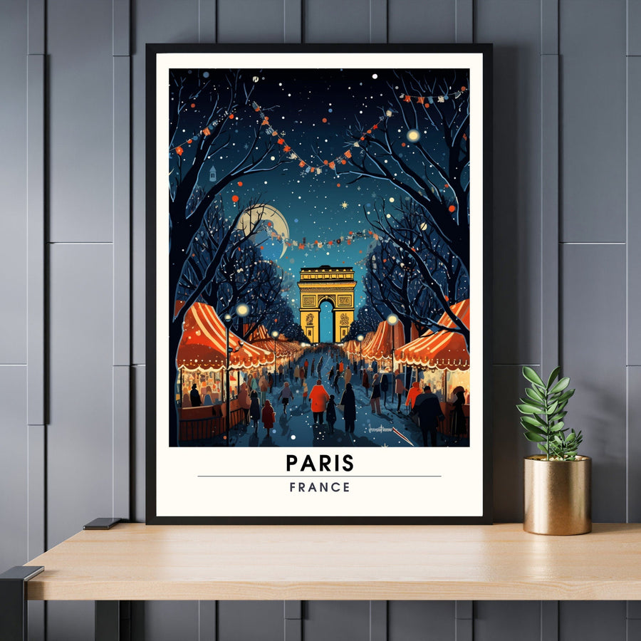 Paris Champs-Élysées Christmas Market Art Print