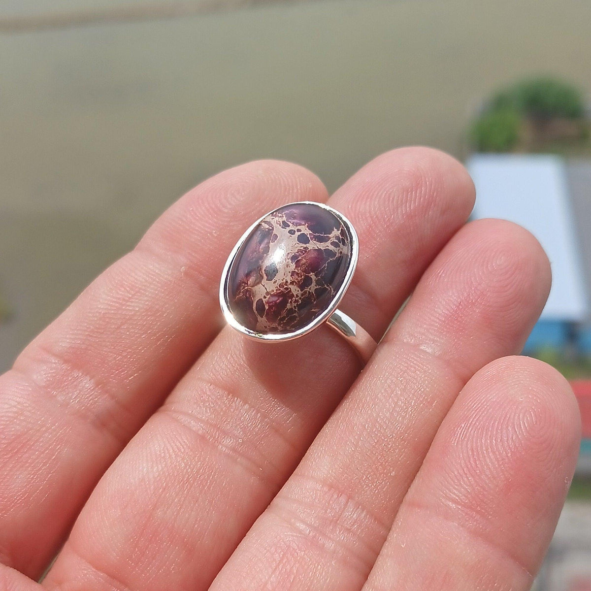 Pietersite Ring, Sterling Silver Ring, purple Pietersite, gemstone silver ring, unique design, handmade gemstone ring gift for her - Size 8-0