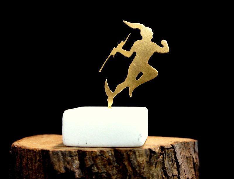 Greek God Hermes Statue, Gold Bronze Mini Figurine (5x5x2 cm)-0