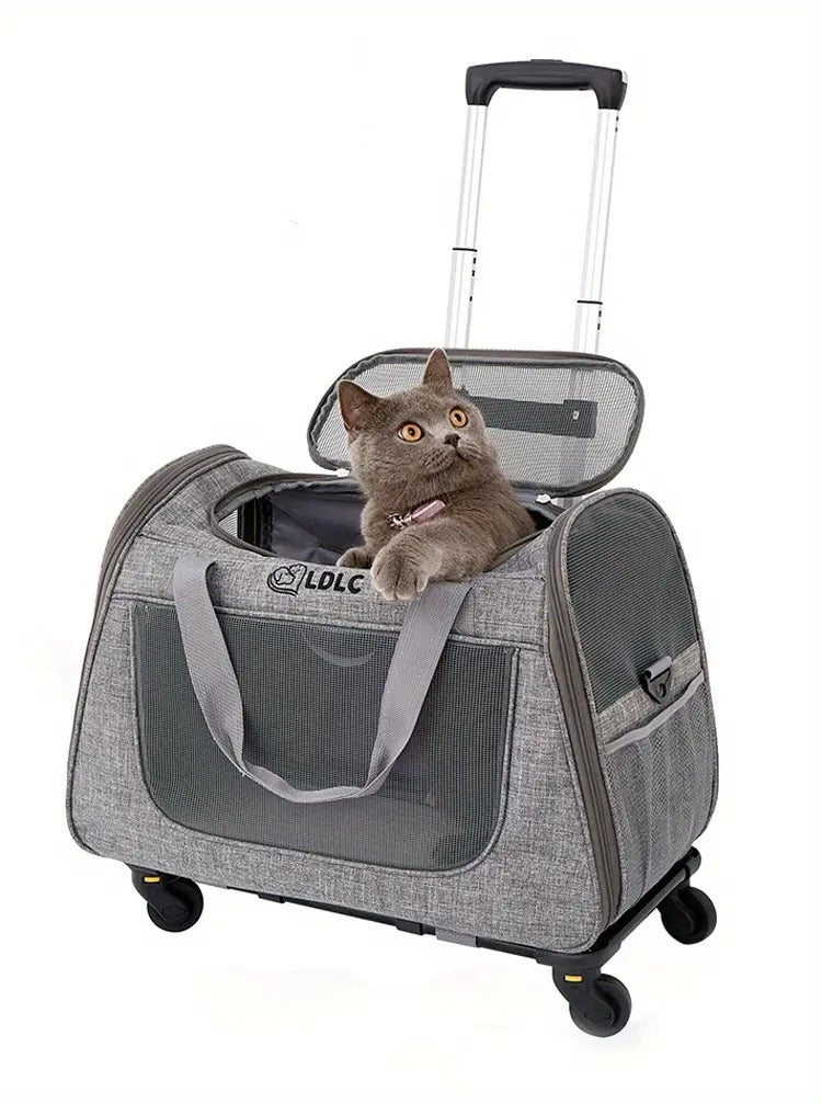 2-in-1 Cat Carrier with Wheels and Handle — 10801996562771