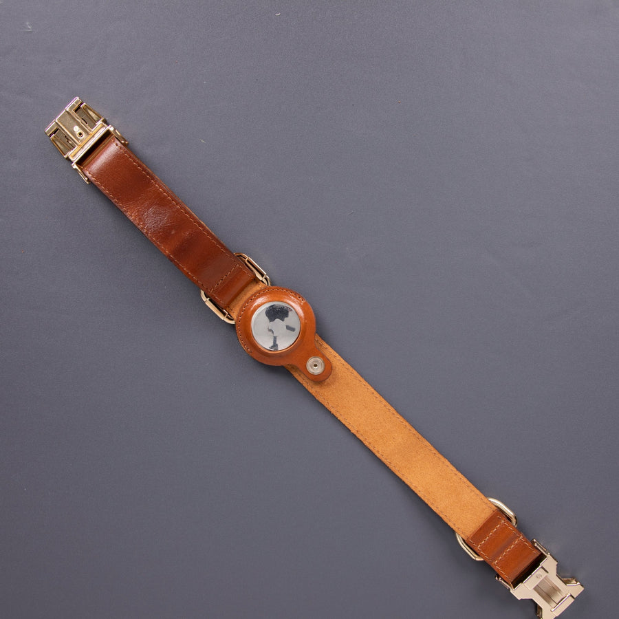 Charlotte Handcrafted Calfskin Leather Dog Collar - Compatible with AirTag