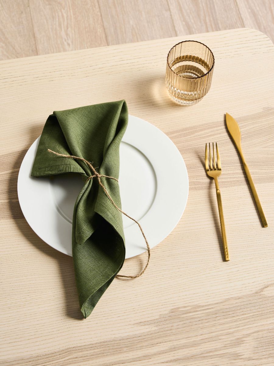 Moss Green Linen Napkin Set