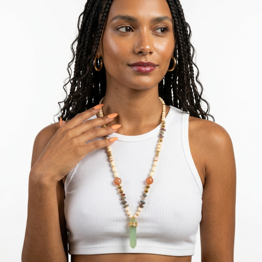 Mystic Gemstone Beaded Pendant Necklace