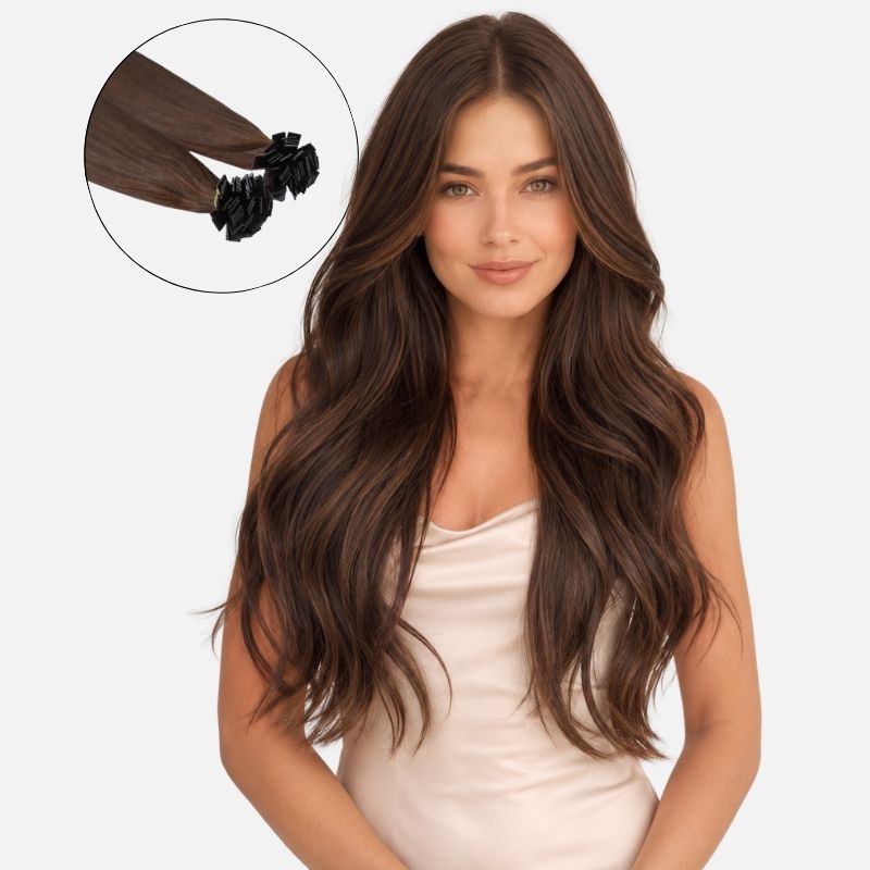 Dark Brown (2) Flat Tip Hair Extensions (50g - 100g)-0