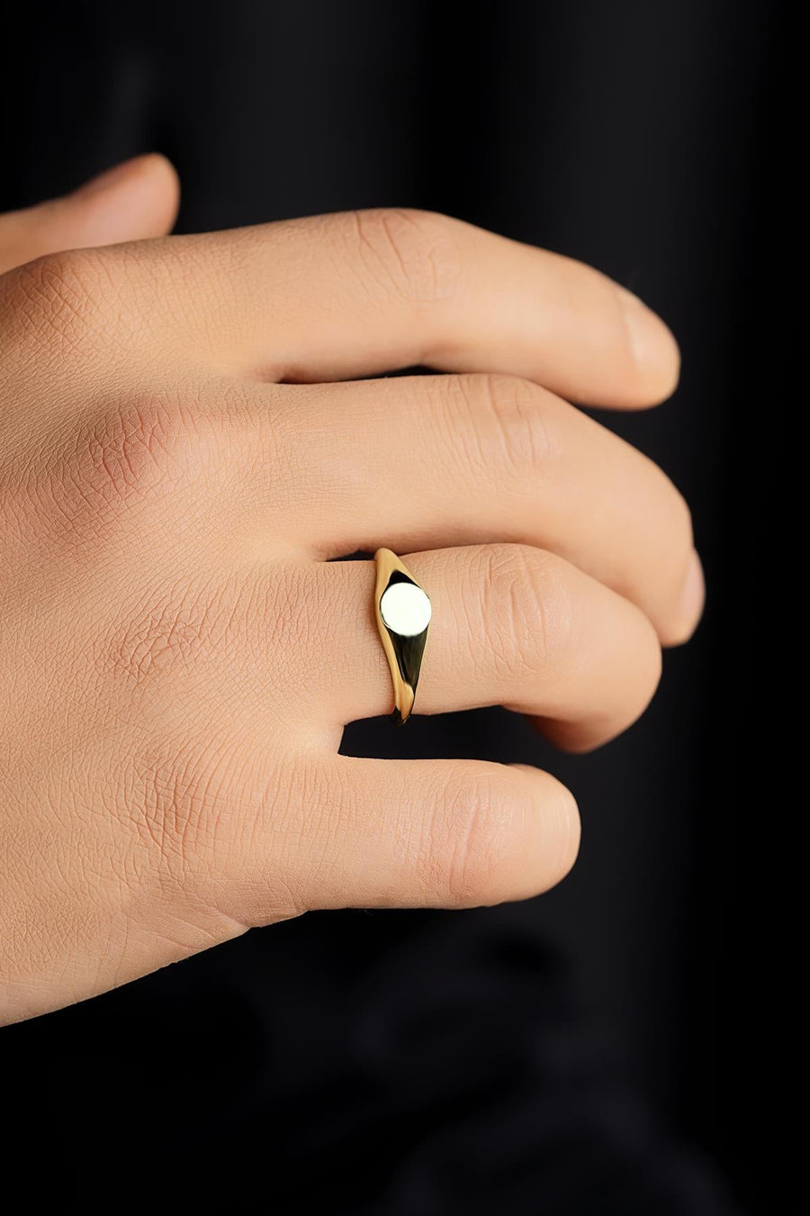 Men's 14ct Gold Round Signet Ring