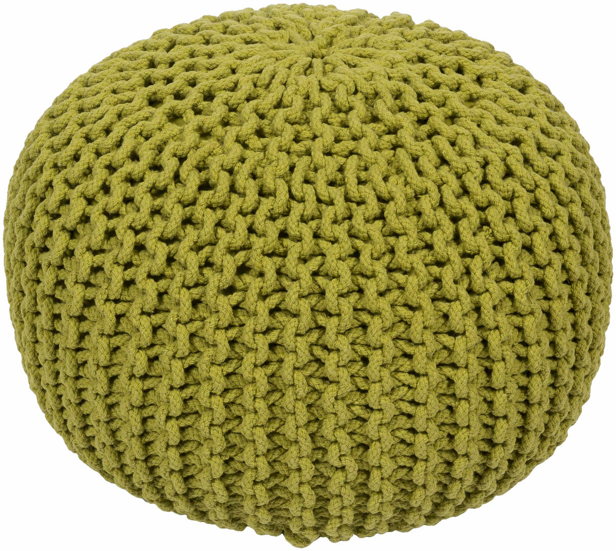 Osborne Olive Knitted Cotton Pouf-1