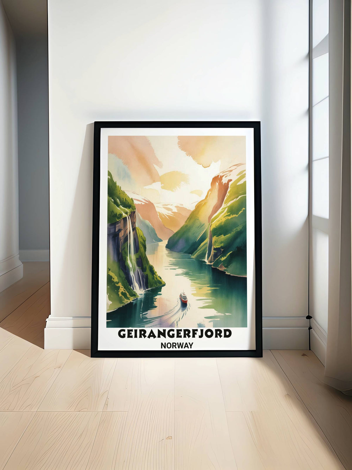Geirangerfjord Norway Travel Poster - Fjord Wall Art-0
