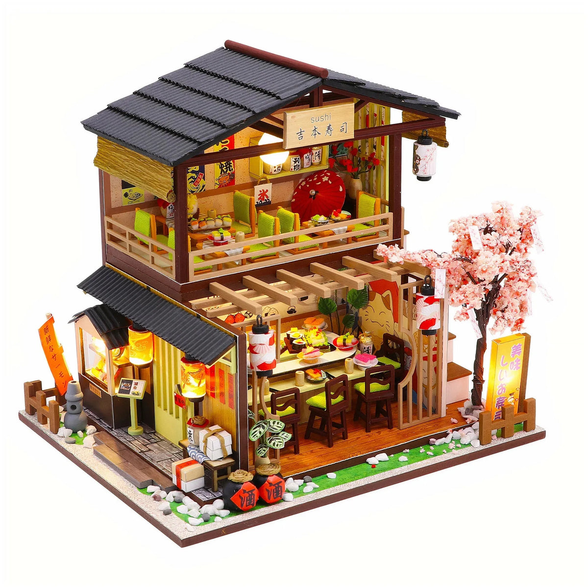 Miniature Wizardi Roombox Kit - Sushi Restaurant Dollhouse Kit-0