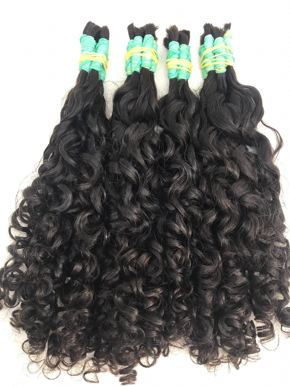 Mèches pour extension au fil cheveux brésiliens frisés naturels-0