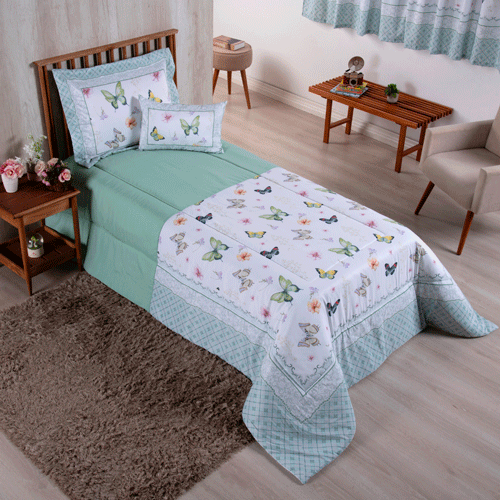 4-Piece Twin Comforter Set 300 Thread Count Microfiber with Cushion – Complete Bedding Set-2