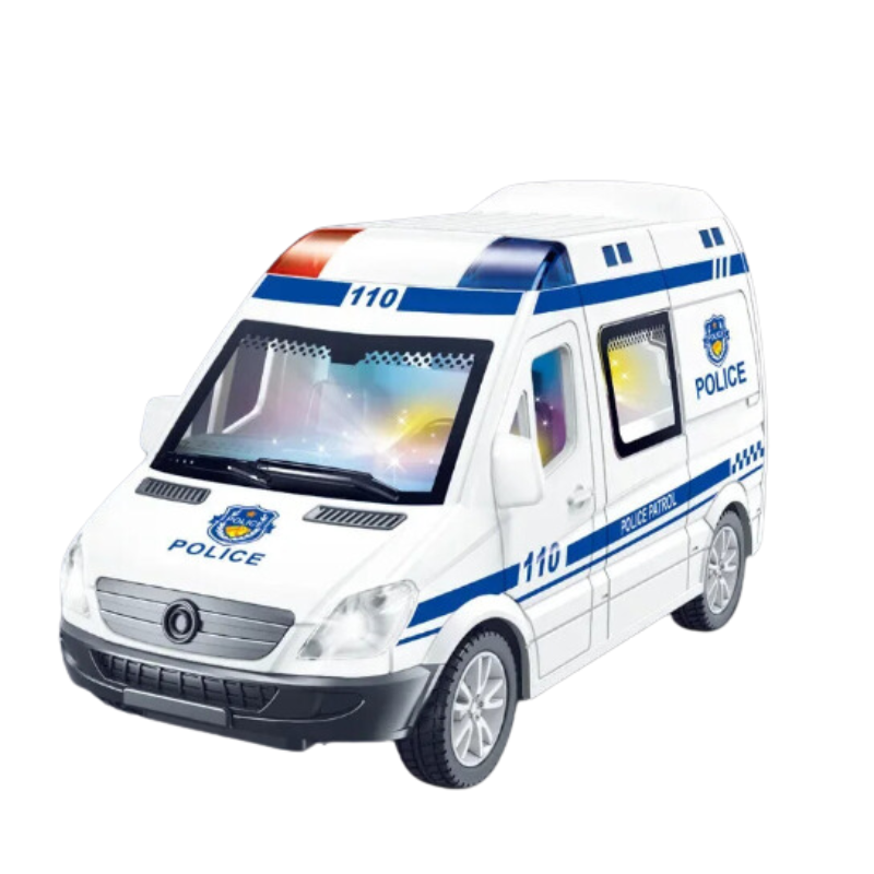 Police Inertia Pull-back Car Toy with Lights & Sound — 10813518381395