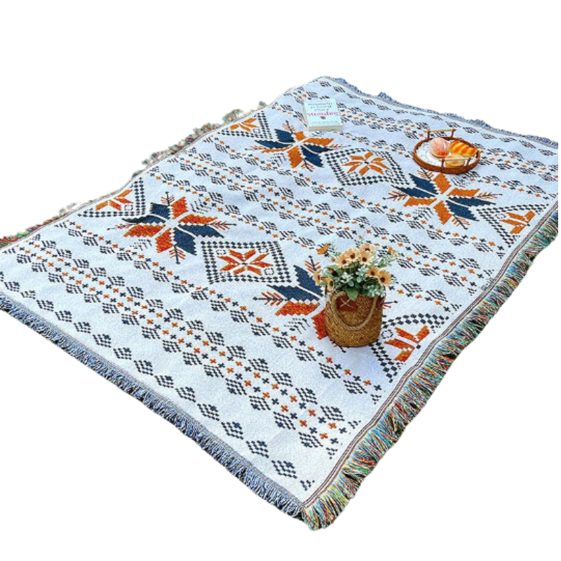 Bohemian Style Tassel Blanket & Picnic Mat-0