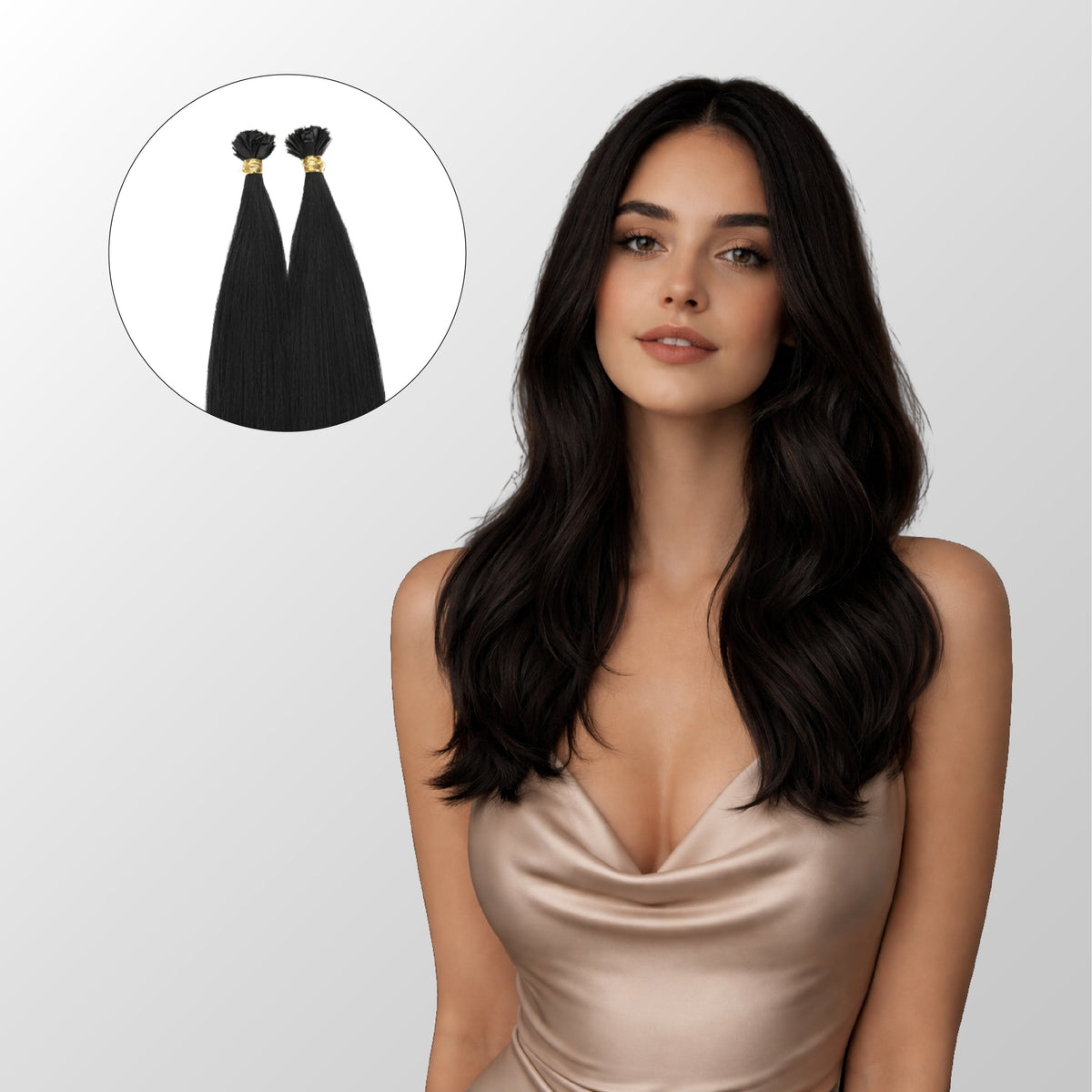 Jet Black (1) Flat Tip Hair Extensions (50g - 100g)-0