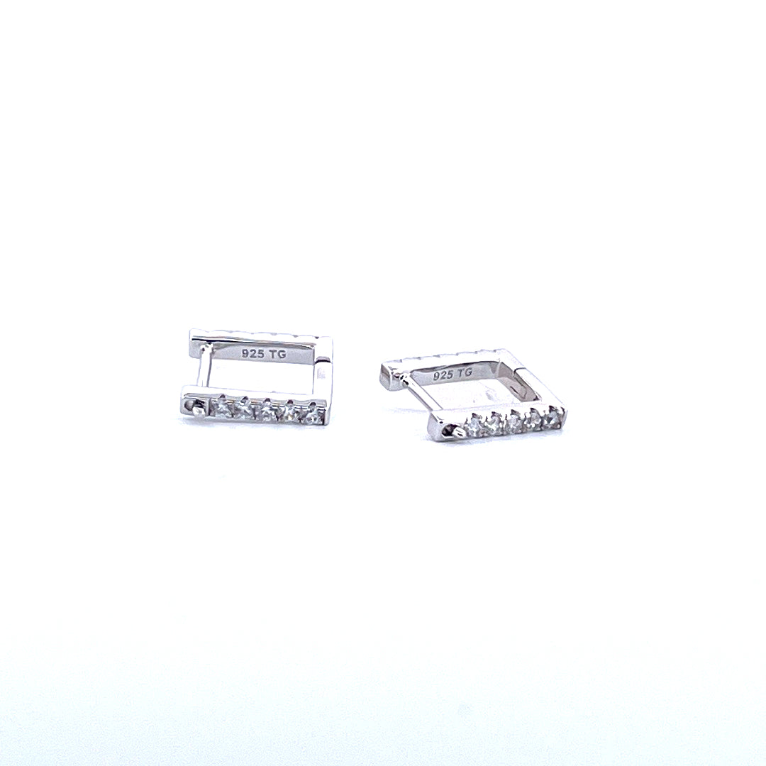 925 Sterling Silver Moissanite Rectangle Hoop Earrings-0