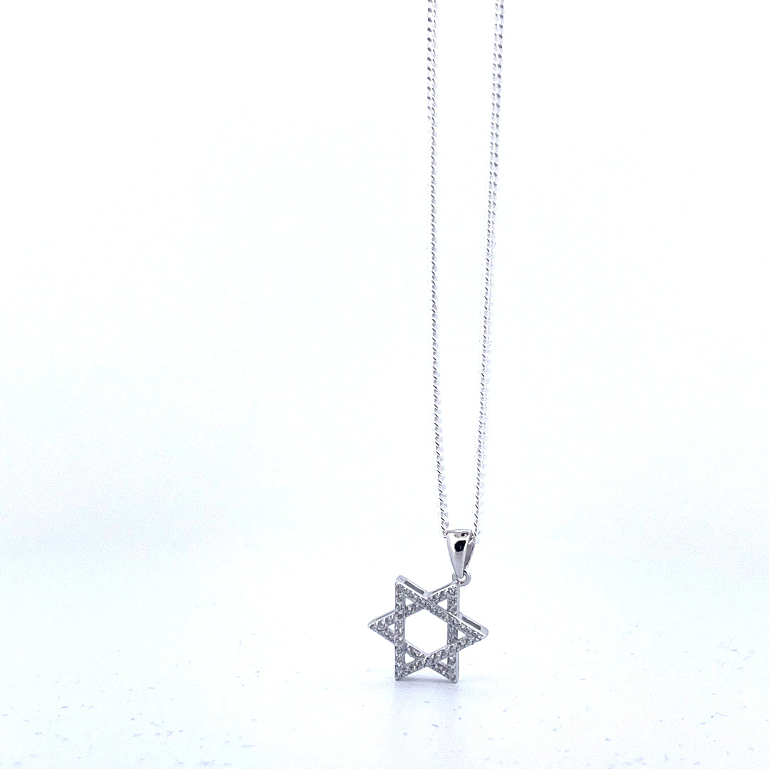 925 Sterling Silver Star of David Necklace-0