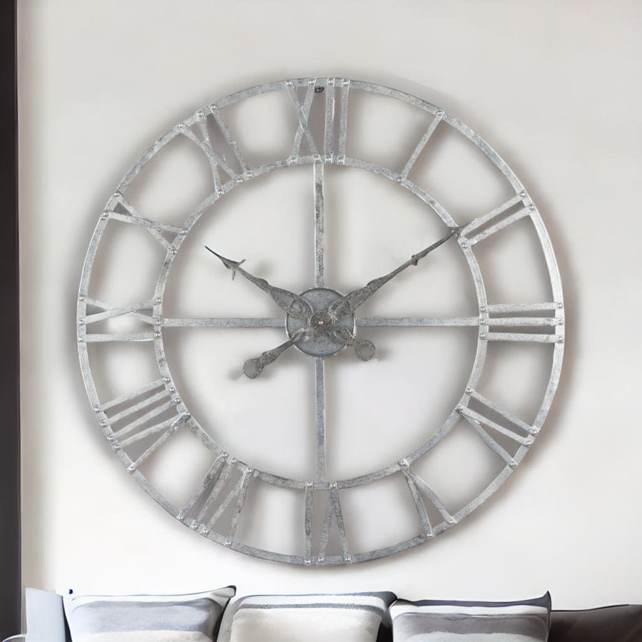 Silver Foil Skeleton Wall Clock 82cm