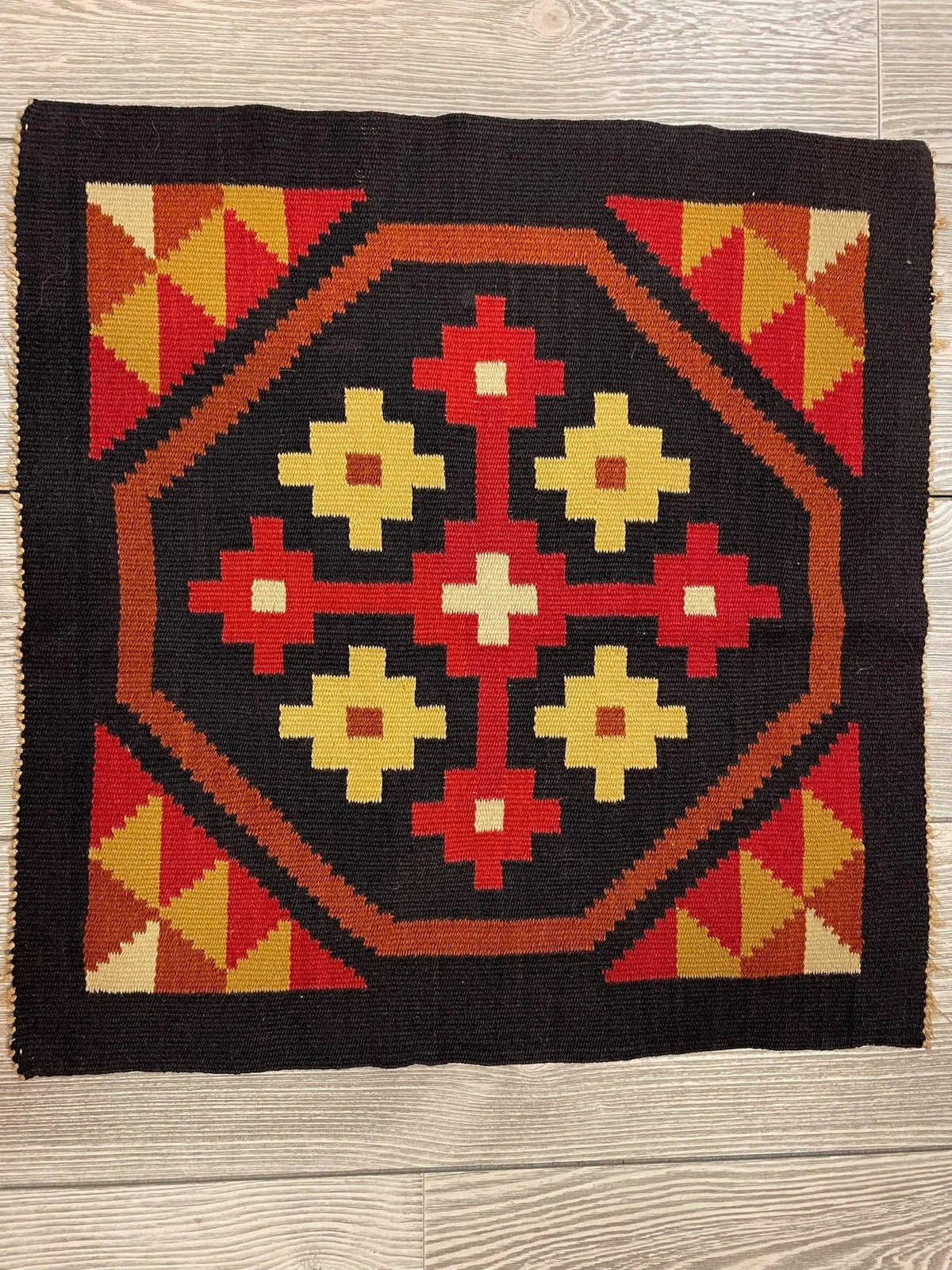 Small Mexican Hand Woven Kilim Rug 19''x19''-0