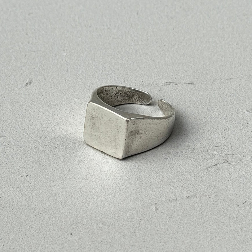 Solid Square Silver Signet Ring-0