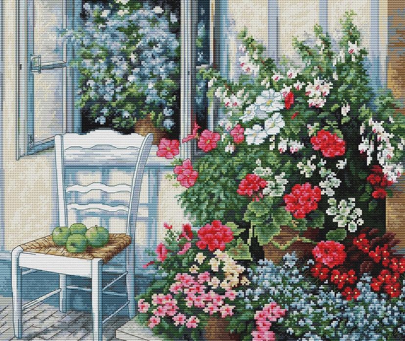 Terrace with Flowers Counted Cross-Stitch Kit by Luca-S BU4017L-0