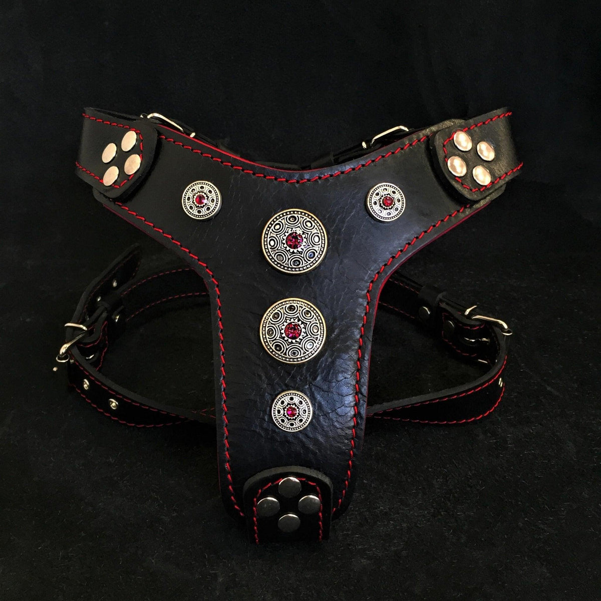 The ''Bijou'' harness Black & Red Small to Medium Size — 10807389356371
