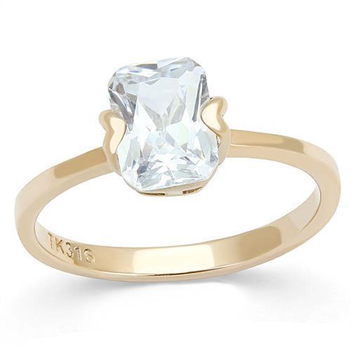 TK3179 - IP Rose Gold(Ion Plating) Stainless Steel Ring with AAA Grade CZ  in Clear-0